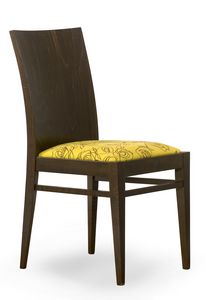 Sirio, Stuhl mit Holzrcken und gepolsterter Sitzflche