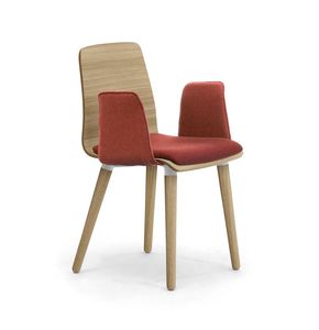 Zerosedici Wood 4GL, Holzstuhl mit gepolsterten Armlehnen und Sitz