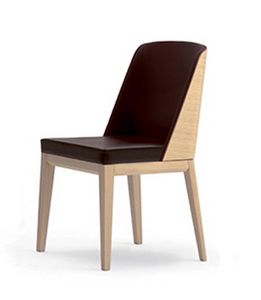 Elly Wood S, Gepolsterter Stuhl mit Rckenlehne aus Holz