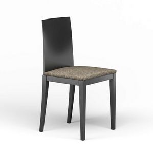 Layer, Holzstuhl mit geschwungener R�ckenlehne und gepolsterter Sitzfl�che