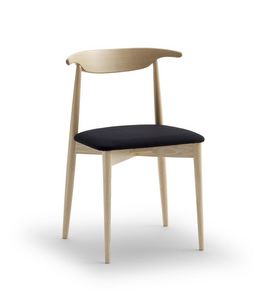 MUSICA, Einfacher Stuhl aus Buchenholz, mit gepolstertem Sitz