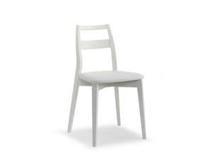 TRIS, Stuhl aus Buche und Esche, gepolsterter Sitz