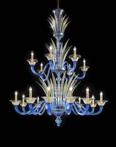 Art. VO 60/L/12+6+C, Blauer Kronleuchter aus Muranoglas