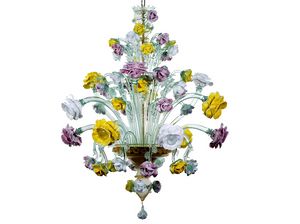 BOUQUET, Floraler Murano-Kronleuchter aus mehrfarbigem Glas