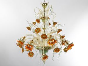 GRAND-GIRASOLI, Kronleuchter aus Muranoglas, mit dekorativen Sonnenblumen