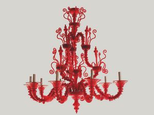 ROSSO, Luxuriser Kronleuchter im Rezzonico-Stil, rubinrot