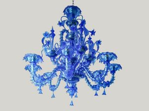 XBLUE, Kronleuchter aus mundgeblasenem Glas in intensivem Blau