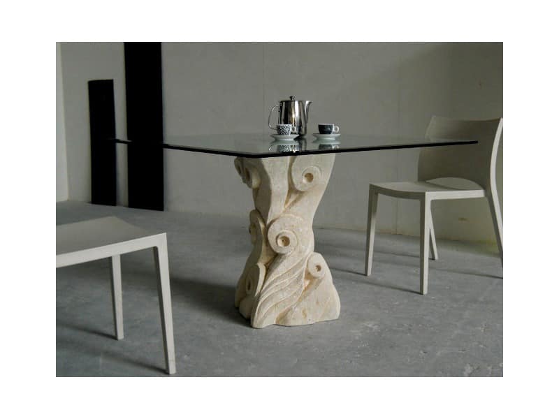 Apollo, Tisch mit Sockel aus handgeschnitzten Vicenza Stein