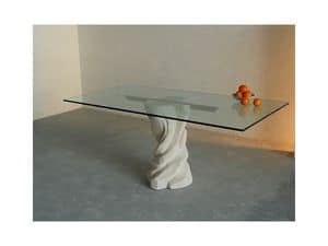 Mezzaluna, Rechteckigen Tisch mit Sockel aus Stein, oben in Glas