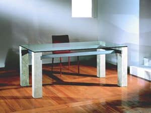 Ulisse, Rechteckigen Tisch mit Steinstruktur, für Haus und Büro
