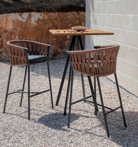 FRIDA SG, Outdoor-Hocker aus Aluminium mit Gummigeflecht
