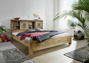 Bett Newport, Holzbett, industrieller Ethno -Stil