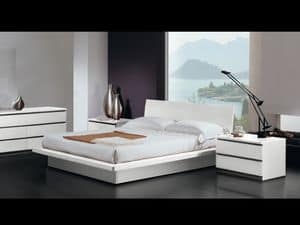 Bett Design 17 - Sally LM1K Neve, Doppelbett, Holzrahmen, moderner Stil
