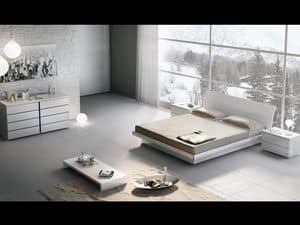 Bett Design 18 - Sally LM1 Neve, Doppelbett aus Holz, mit Aufbewahrungsbox