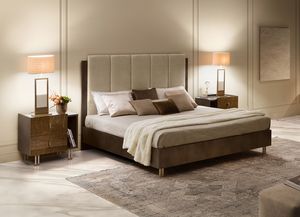 FIAMMA Bett, Holzbett mit gepolstertem Kopfteil