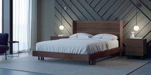 Ironwood Belt Bett, Bett mit hohem Kopfteil und Gestell aus Eukalyptusholz