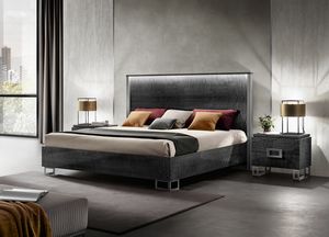 MODERNA Bett, Modernes Bett aus Holz, rauchgraues Finish