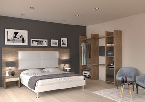 Art. 30895E Ferrara eco Hotelzimmer, Mobiliario completo para habitaci�n de hotel, cama con cabecero acolchado.