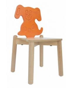 ANIMALANDIA - Dog, Stapelbarer Stuhl, aus Buchenholz, Birke Rückenlehne