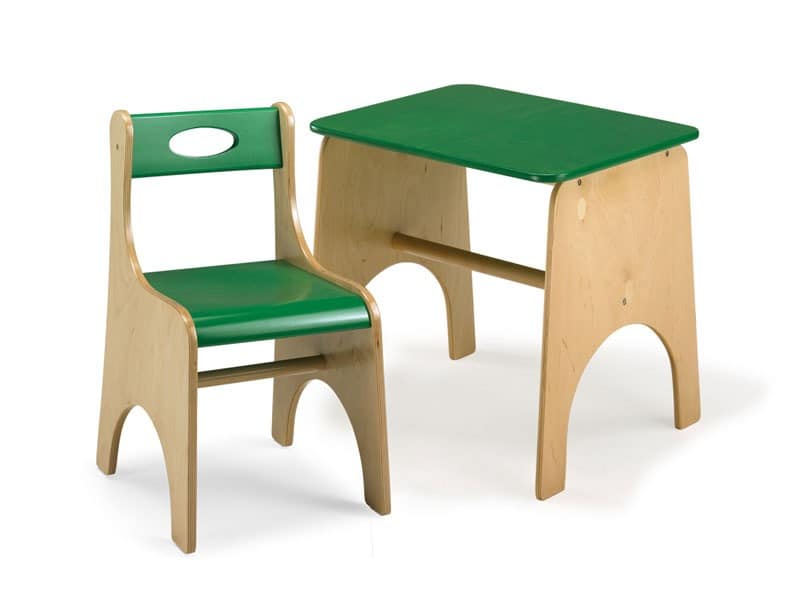 LEILA E LEILA/T, Stuhl und Tisch für Kinder, aus Sperrholz, für Schule und Spielplätze