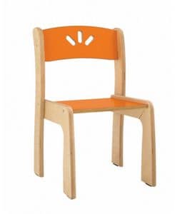 LOVE, Stapelbarer Stuhl in Birkensperrholz, für Kinder