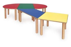 ITALIA COLLECTION, Modularer Tisch für Kinder, aus Holz, verschiedene Farben, für Schulen und Kindergärten