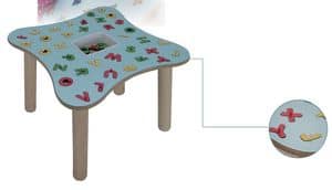 MARAMEO/L, Kindertisch, die Beine aus Buchenholz, laminierte Decke, für Kindergärten und Kindergärten