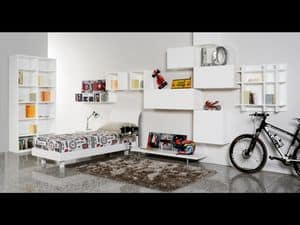 Climb Ragazzi 17, Modulare Schlafzimmer für Kinder, ideal für Raum optimiert