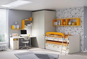 Kinderschlafzimmer KC 203, Modulare und funktionale Schlafzimmer fr Kinder, mit Kabelfhrung