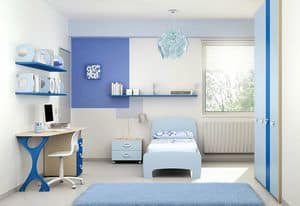 Kinderzimmer KC 117, Moderne Schlafzimmer mit Kleiderschrank mit modularem Interieur
