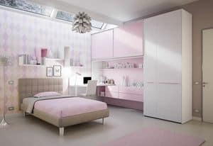 Brcke KP 203, Modernes Kinderschlafzimmer mit Deck und geformtem Schreibtisch