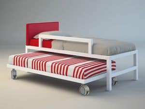 Solid wood Bunky 04, Ausziehbett, Bett mit Rollen, Doppelbett Junge-Schlafzimmer