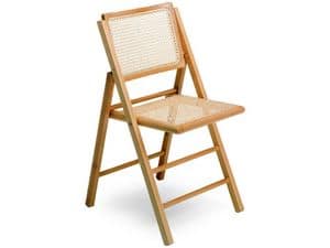 105, Stuhl mit Struktur falten, in Buchenholz und Rohr