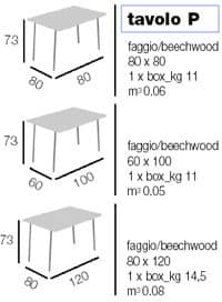 Tavolo P rectangular, Verstaubare Tisch, erhältlich in verschiedenen Holzdekoren
