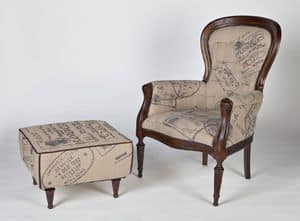 Art. 581, Sessel aus Holz und Jute im klassischen Stil