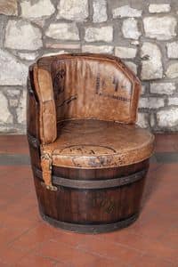 Art. CT 629, Barrel-Form Sessel aus Leder, gepolstert