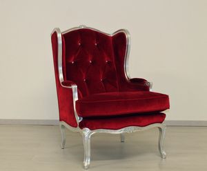 Brgere roter Samt, Klassischer Bergere-Outlet-Sessel mit hoher Rckenlehne aus rotem Samt