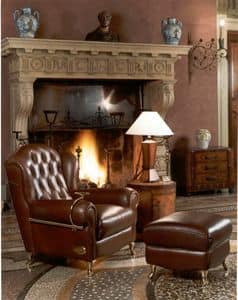 Cigar Chair, Klassischen Stil Sessel, mit gesteppten Lederzurichtung