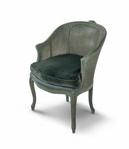 Sessel 9311, Umhüllender Sessel mit Rückenlehne aus Rohrgeflecht