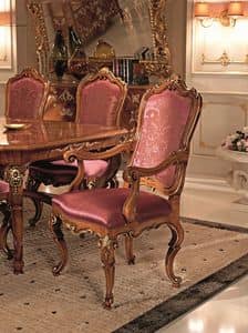 7561, Sessel aus massivem Buchenholz, Sitz und Rcken gepolstert, fr Zimmer im klassischen Luxus-Stil