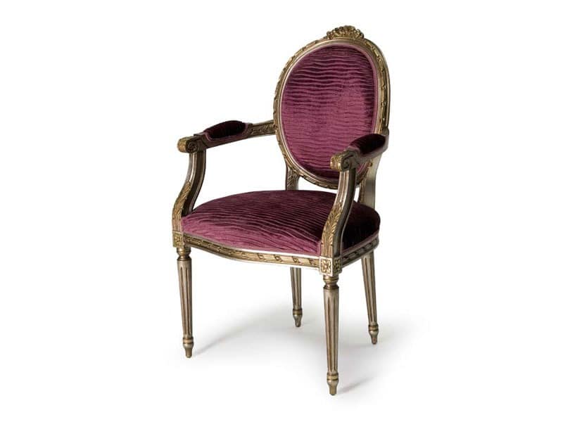 Art.440 armchair, Polstersessel mit ovalem Rückenlehne, im Stil Louis XVI