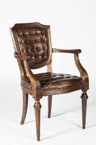 Art. 599/M, Stuhl aus Kalbsleder bedeckt mit Armlehnen, klassischen Stil