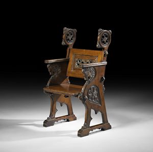Art. 846 Stuhl, Stuhl mit Armlehnen, fein geschnitzt