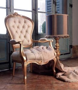 Giorgione Stuhl, Leder Polstersessel, für klassische Wohnzimmer
