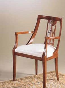 IMPERO / Stuffed armchair, Sessel aus Holz mit gepolstertem Sitz, klassischer Stil