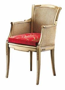 Isabella FA.0160, Canne Stuhl mit gepolstertem Sitz, ideal für Wohnräume im klassischen Luxus-Stil
