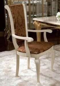 Raffaello Stuhl mit Armlehnen, Klassischer Stuhl mit Armlehnen, mit Blumenschmuck