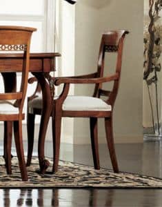 Settecento Stuhl Kopf des Tisches, Stuhl Kopf des Tisches, voll gestopft, mit klassischen Schnitzereien