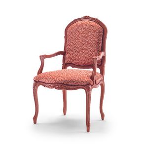 Stuhl mit Armlehnen 9012, Rot lackierter Stuhl im LXV-Stil mit Armlehnen