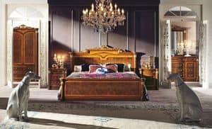 4616, Klassischer Luxus furniert Doppelbett fr Schlafzimmer